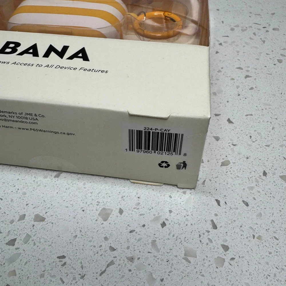 NIB‎ MVMT Cabana for AirPods Pro Case Yellow White Striped with Carabiner